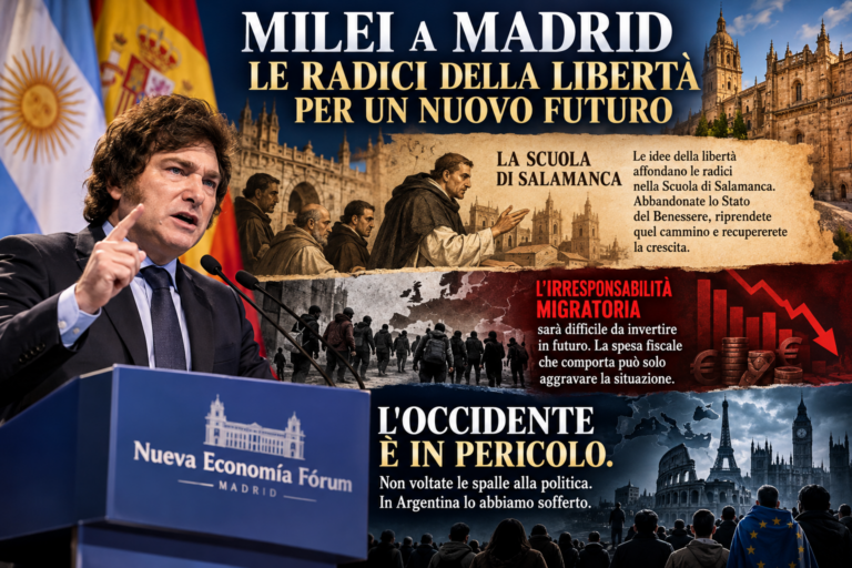 Discorso del presidente Javier Milei al Nueva Economía Fórum 2026, presso il Real Casino Gran Círculo di Madrid (Testo integrale in italiano)