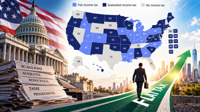 Flat tax, meno tasse e più libertà: la lezione americana contro la progressività fiscale
